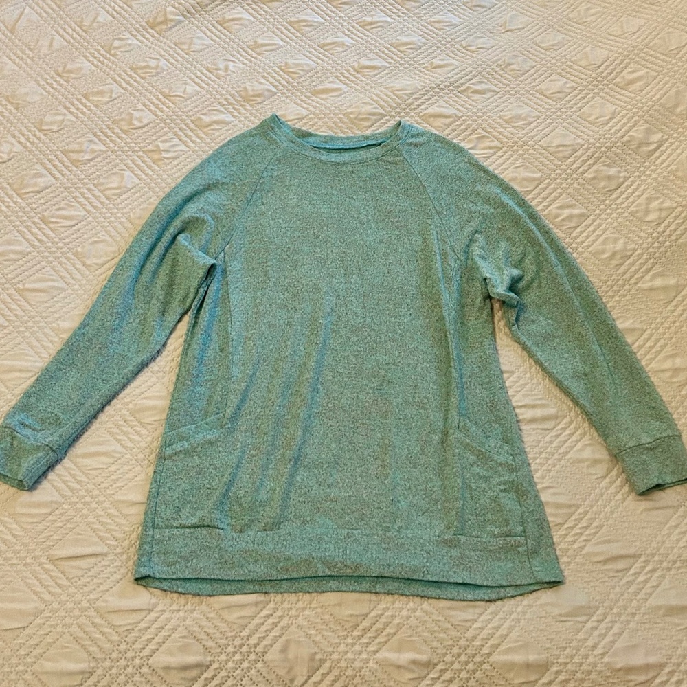 Girls Teal Blue Long Sleeved Top, Size 150 (US 10-12)